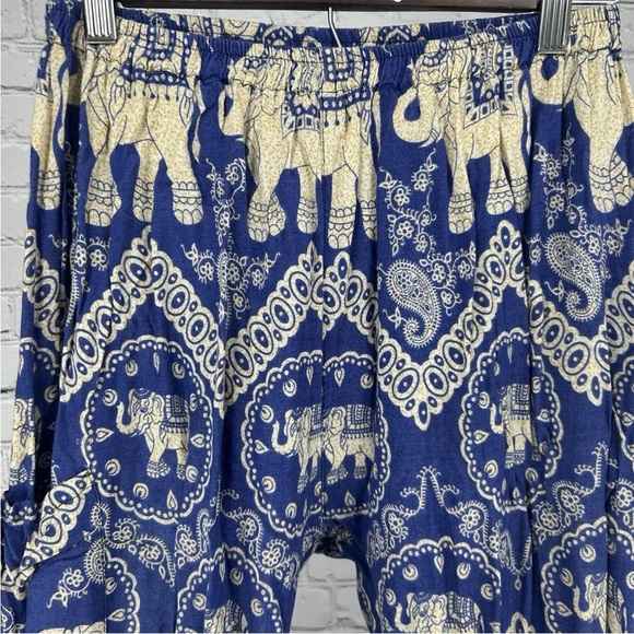 Earthbound Blue and Cream Elephant Print Pants - Picture 4 of 6